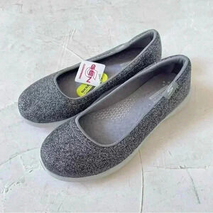 Skechers Black Grey/Metalic Shimmer Goga Mat Slip On Sneakers Women’s 6 NWT